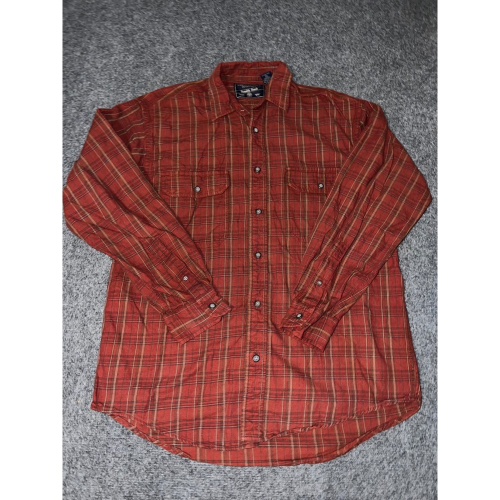 American Eagle Durable Goods Mens Red Plaid Cotton Button Down Shirt S